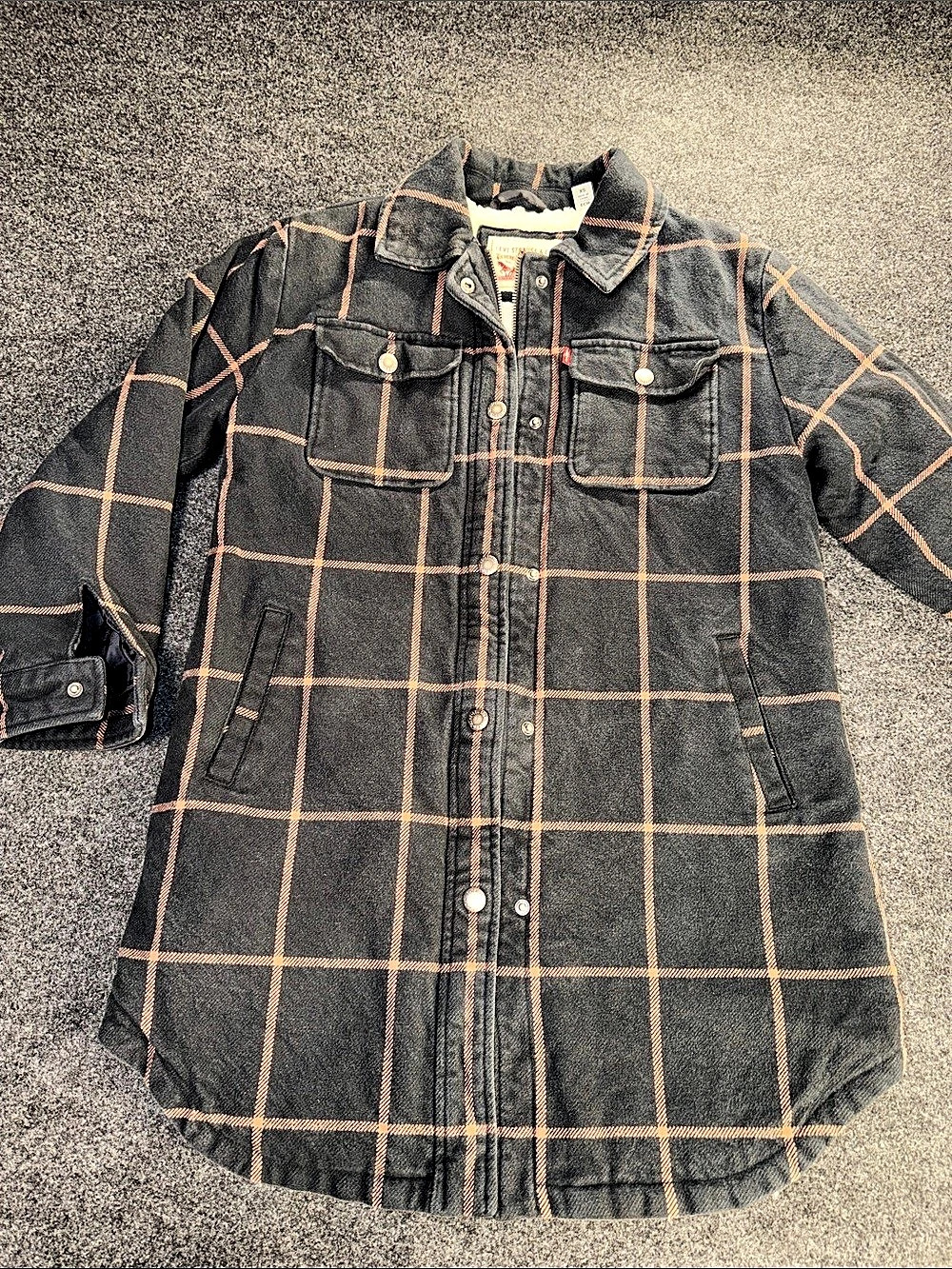 Levi's Plaid Fleece-Lined Durable Mens Jacket Sherpa-Lined Size XS comfy/warm